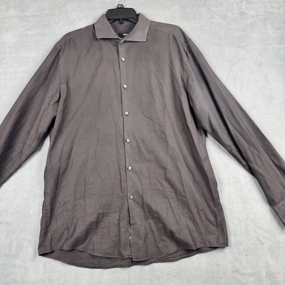Hugo Boss Slim Fit Tessitura Monti Italian Fabric Micro Dot Button Down Shirt
